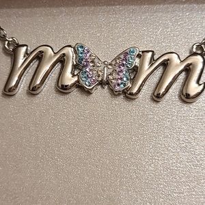 NWT Crystal Collective silver mom necklace